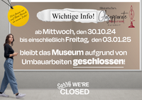 Information zur Schließung des Historischen Glasapparatemuseums vom 30.10.24 bis zum 03.01.25 wegen Umbauarbeiten